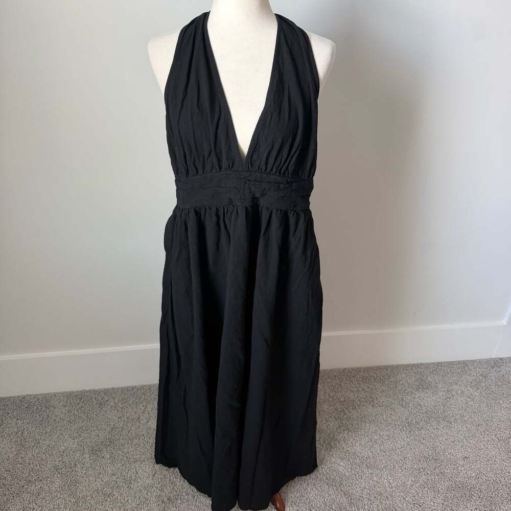 Unbranded Halter Maxi Dress Size XL Black Rayon